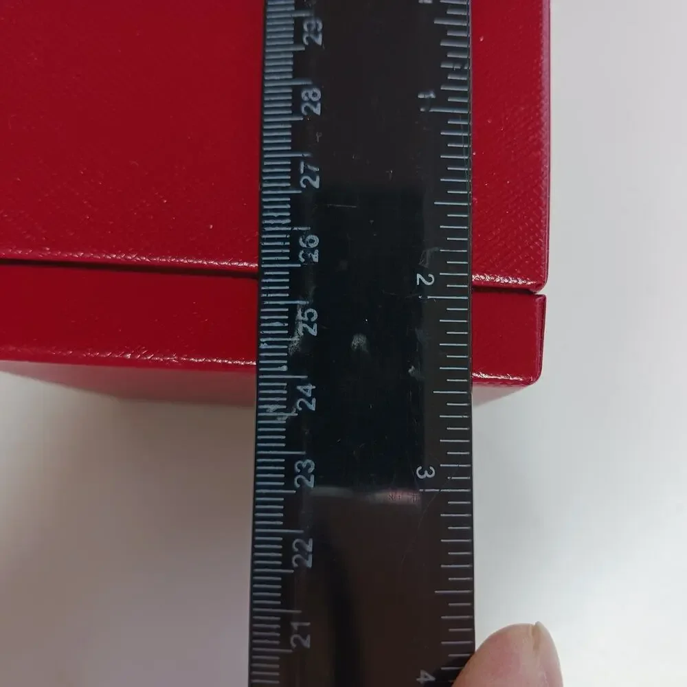 Cartier Empty Box maroon Red with gold script writing 3.25 x 3.5 x 2.5 inches